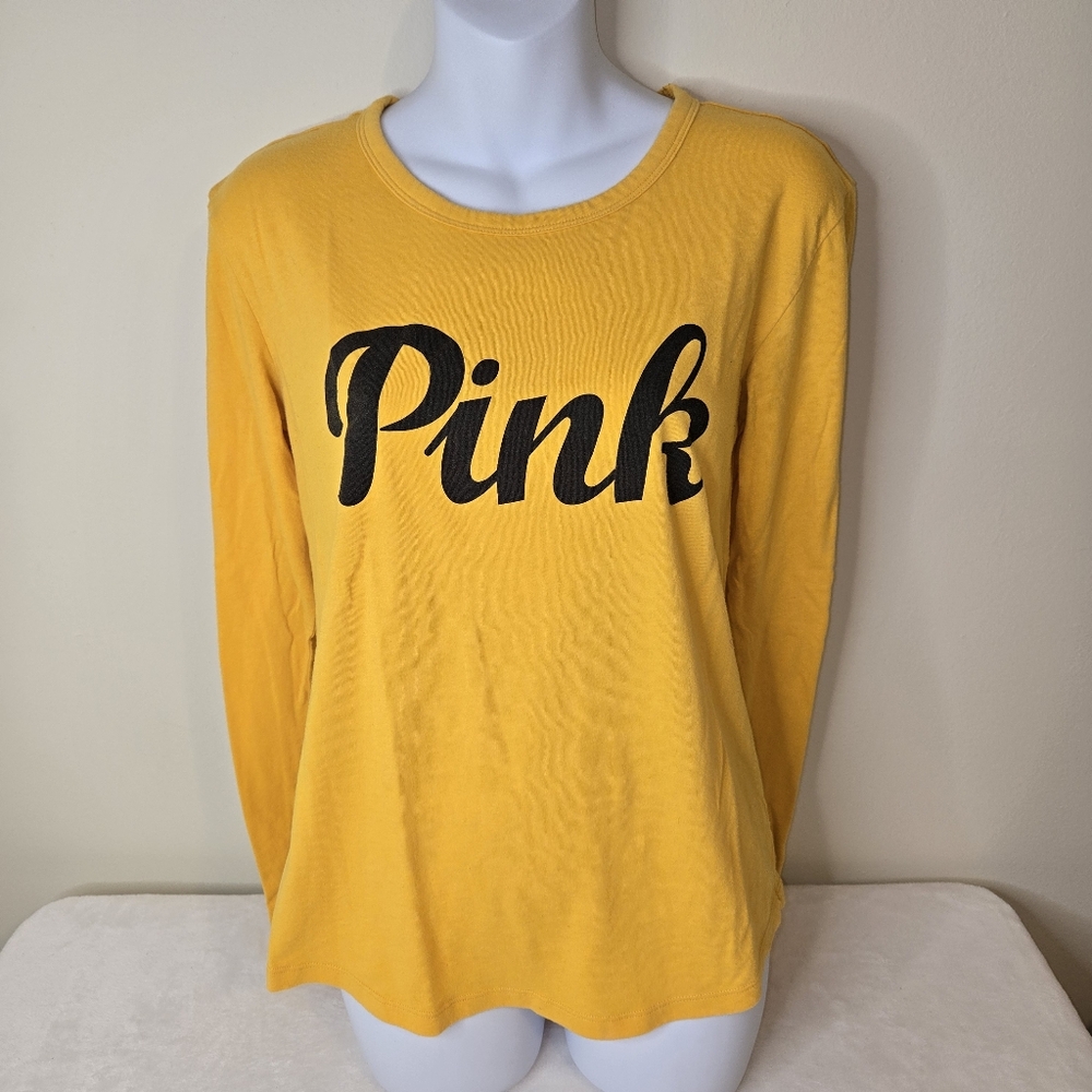 Yellow and black Victoria's Secret PINK long sleeve t-shirt